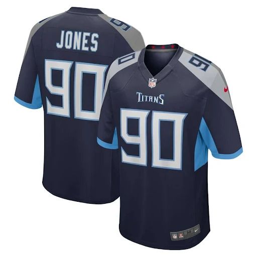 Men Tennessee Titans #90 DaQuan Jones Nike Navy Game NFL Jersey->tennessee titans->NFL Jersey